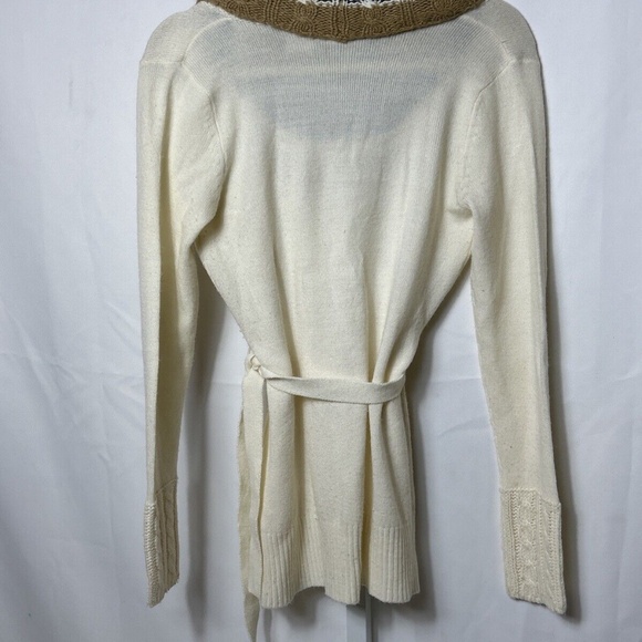 Allison Brittney Woman’s Size Small Cream Color Cowl Neck Long Sweater Tie Waist - Picture 8 of 8